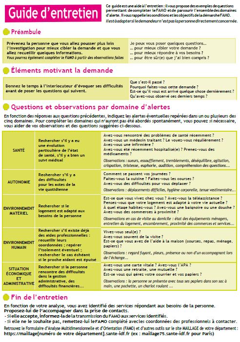 Guide d'entretien du FAMO